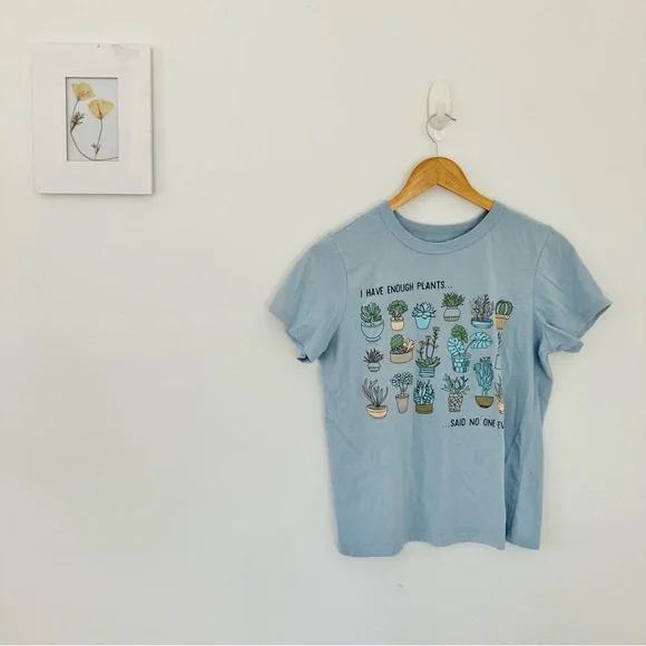 Blue Graphic Plant T Shirt I Have Enough Plants Said No One Ever Cute Mom - Picture 7 of 7